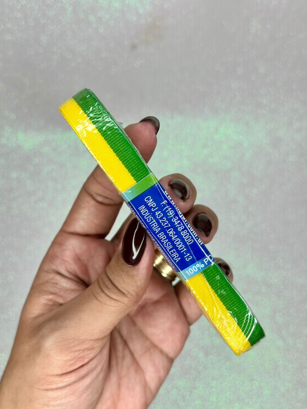 Fita Gorgurão BRASIL Najar Ref:800/2 VERDE/AMARELA 10mm 10mt