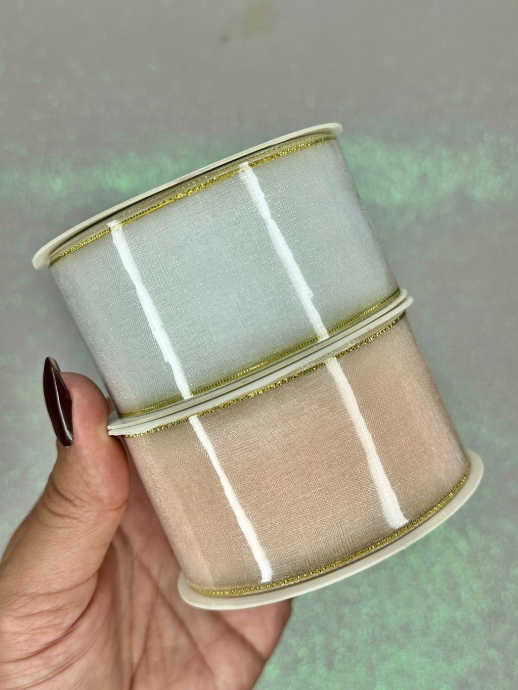 Fita Organza Borda Metalizada Progresso Ref:ZCD009 38mm 10mt