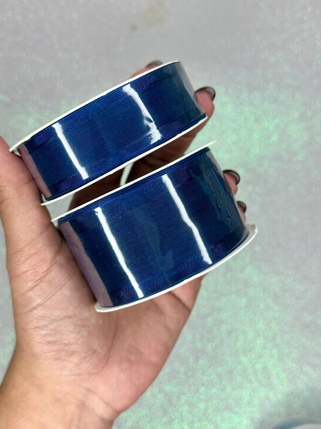 Fita Organza Borda Cetim Progresso Ref:ZC Cor215-AZUL MARINHO 10mt