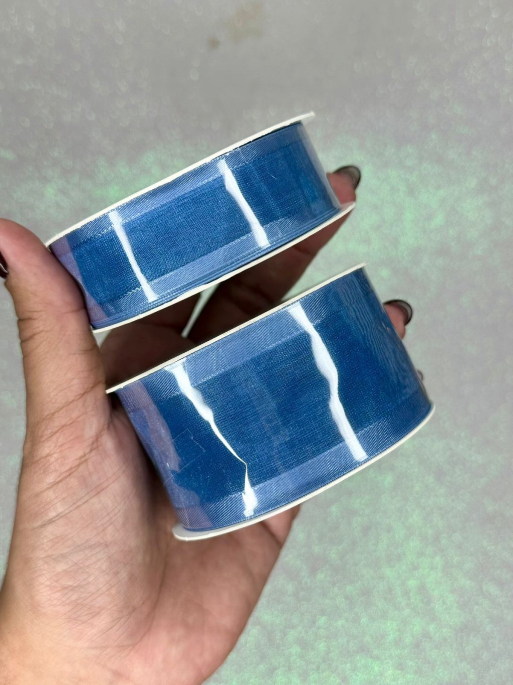 Fita Organza Borda Cetim Progresso Ref:ZC Cor2085-AZUL SECO 10mt