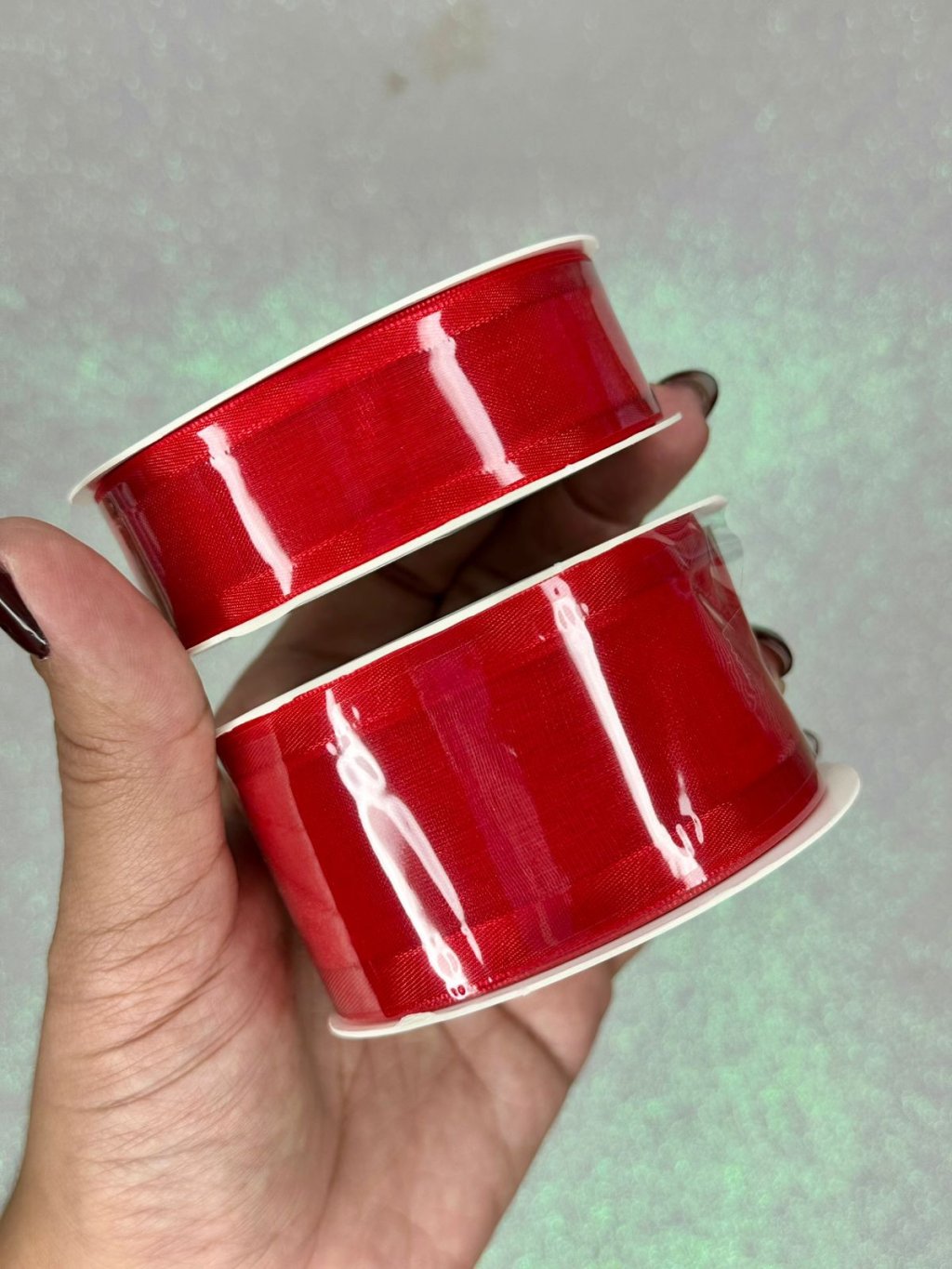 Fita Organza Borda Cetim Progresso Ref:ZC Cor209-VERMELHO 10mt