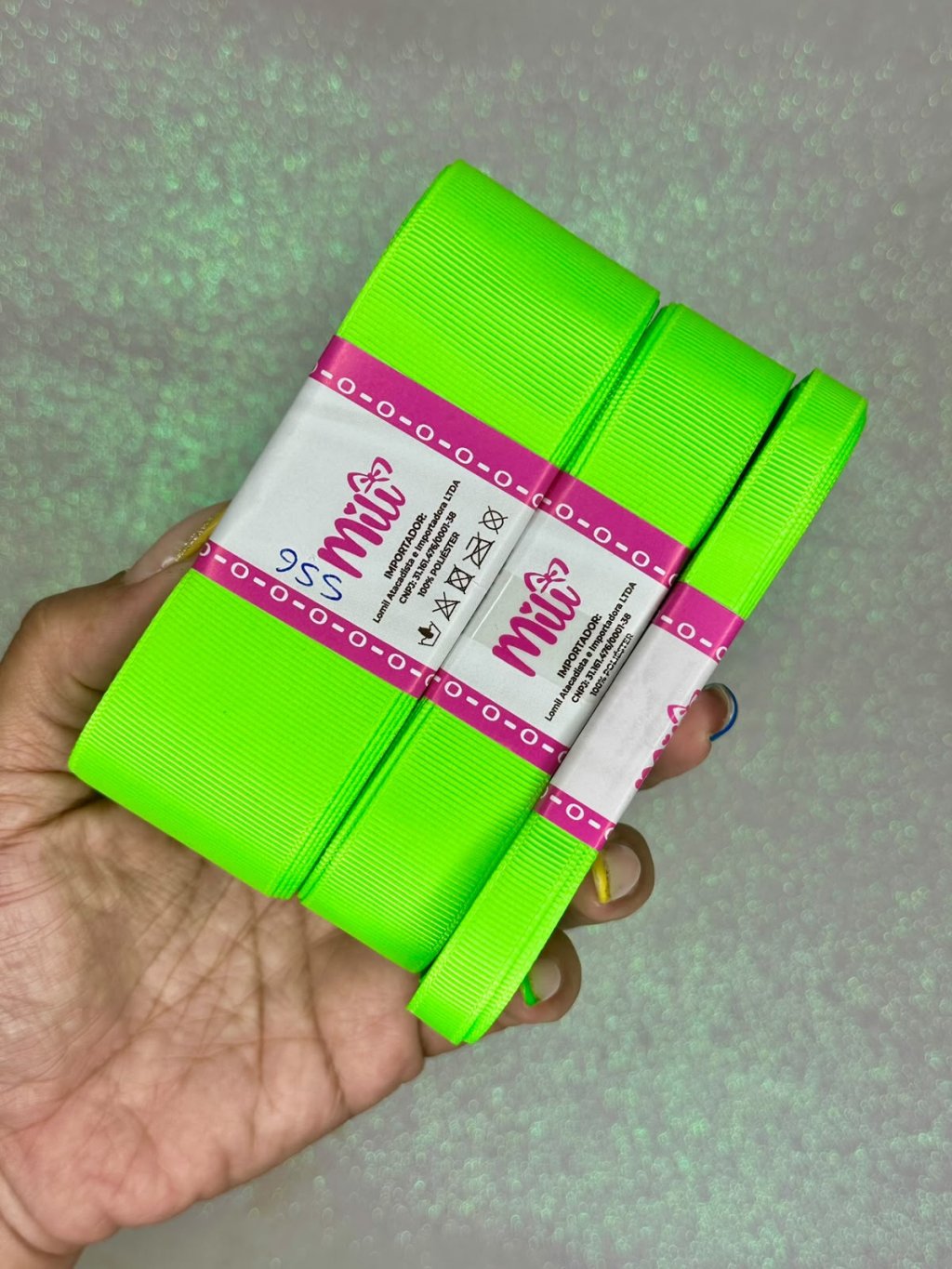 Fita Gorgurão Lisa Mili Cor556-ACID GREEN 10mt