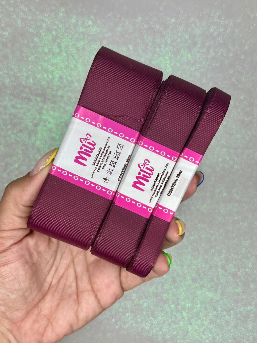 Fita Gorgurão Lisa Mili Cor277-BURGUNDY 10mt