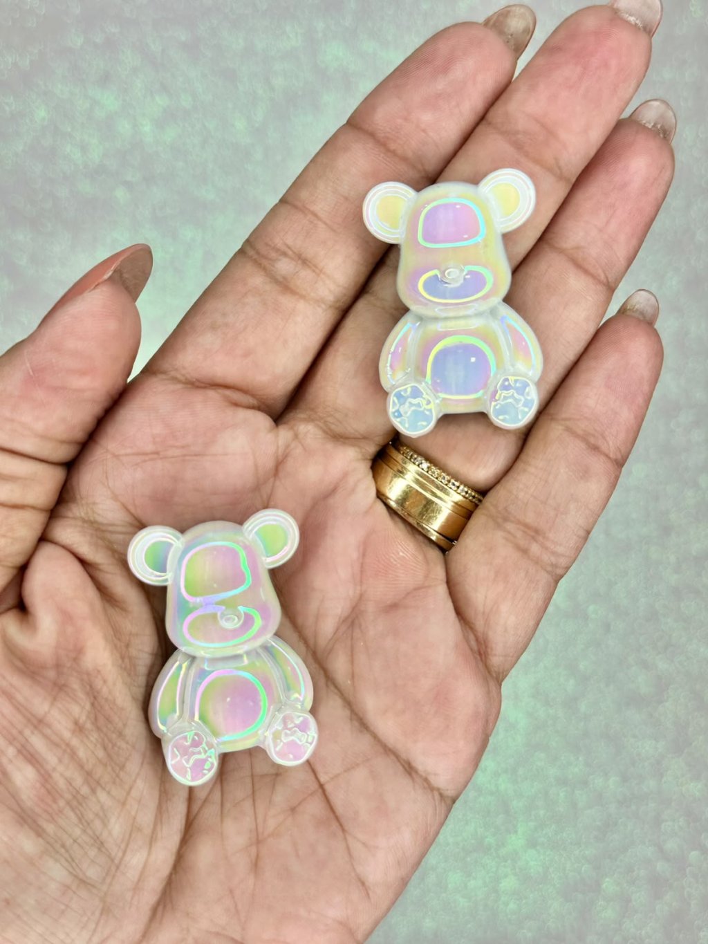 Aplique Urso Cintilante Resina Ref:33460 Lomil BRANCO 38mm 02und