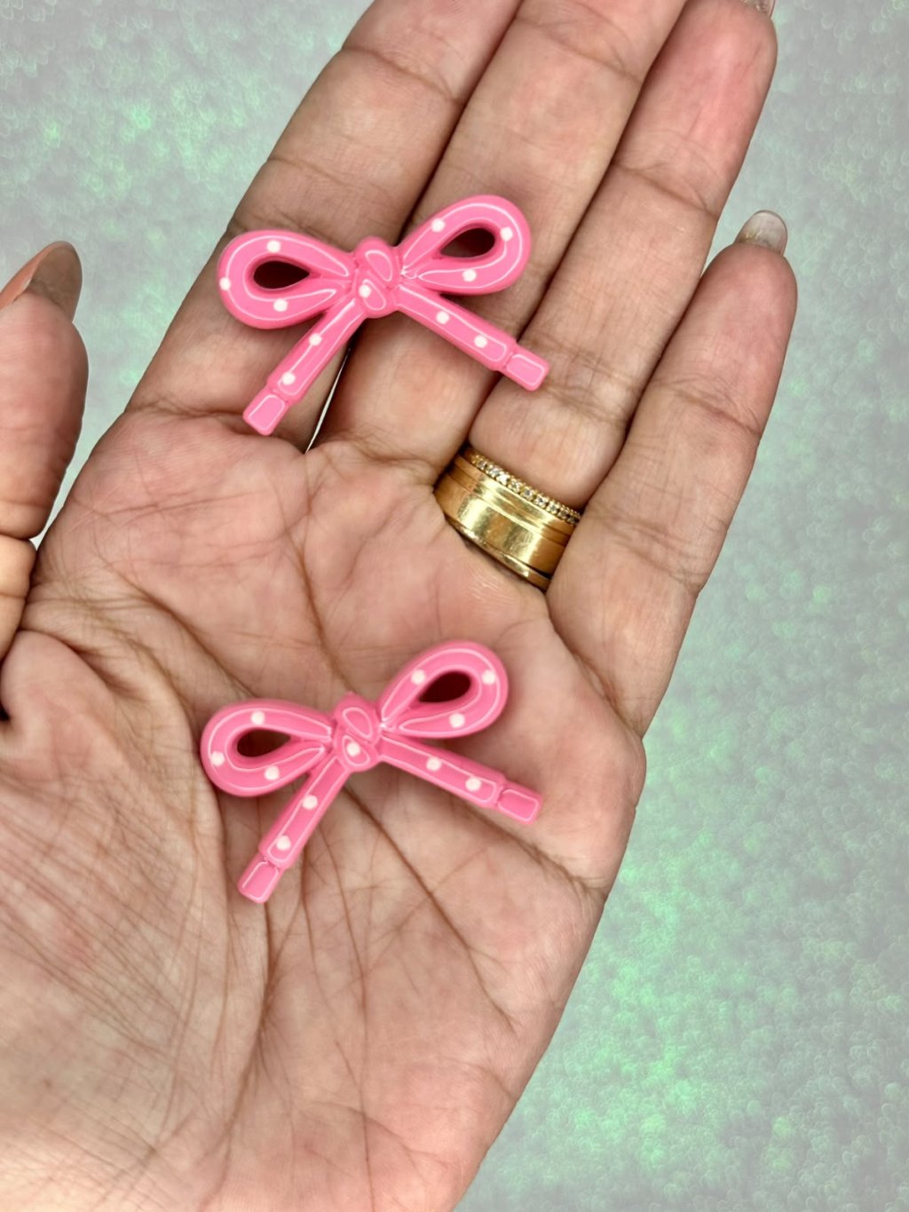 Aplique Laço Poá Resina Mili Ref:33462 ROSA ESCURO 37mm 02und