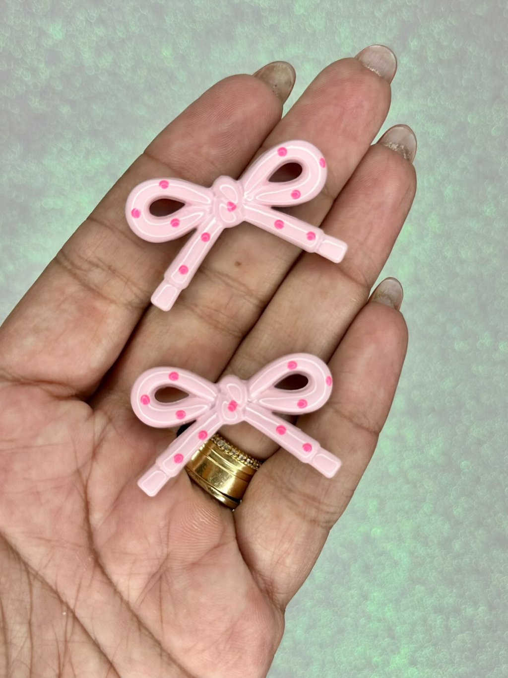Aplique Laço Poá Resina Mili Ref:33462 ROSA CLARO 37mm 02und