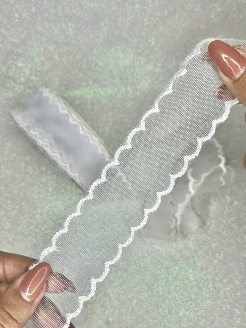 Fita Voil com Borda Bordada Mili Ref:33524 BRANCO 38mm 02mt