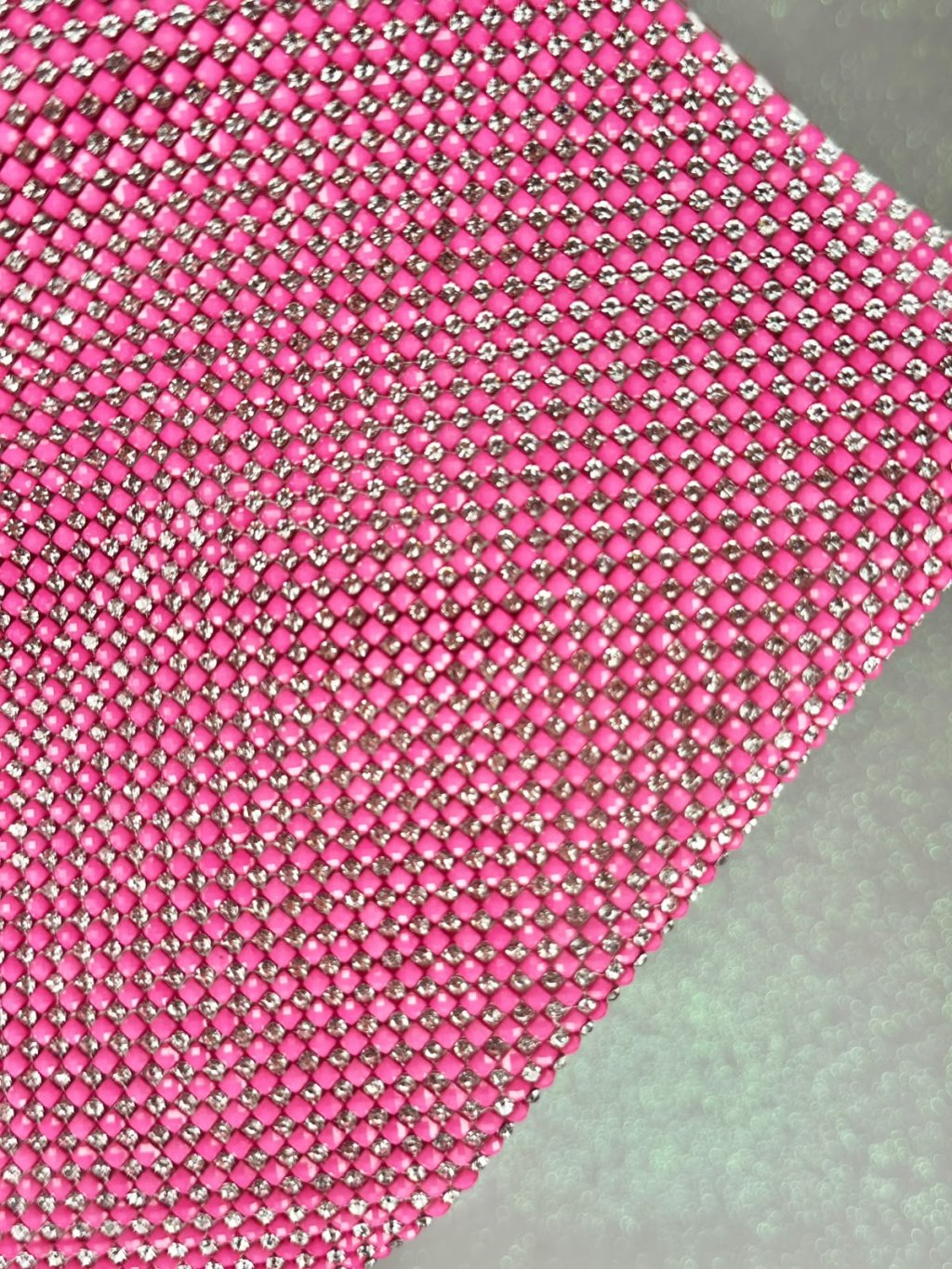 Micro manta strass/quadrado Lomil Ref:33459 PINK/PRATA 2cm x 40cm
