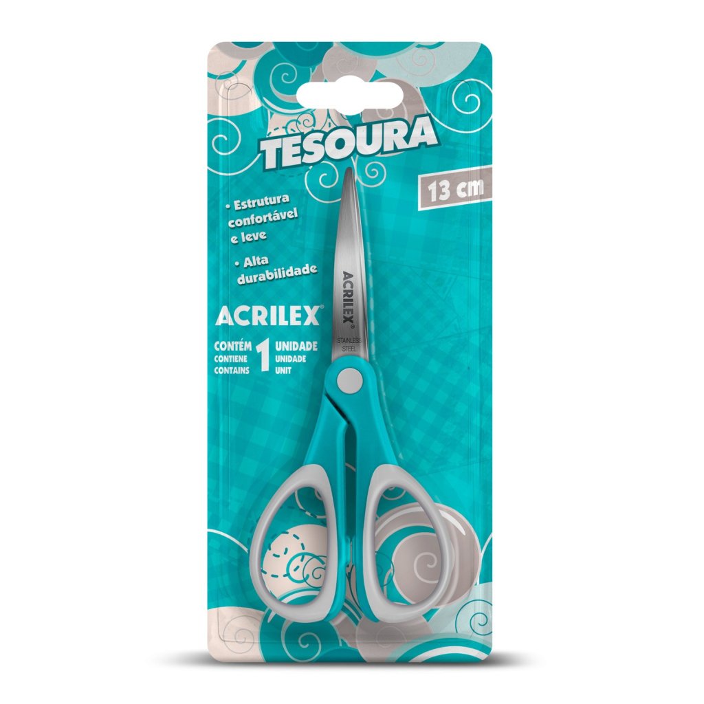 Tesoura Multiuso Acrilex Ref:22555 VERDE 13cm