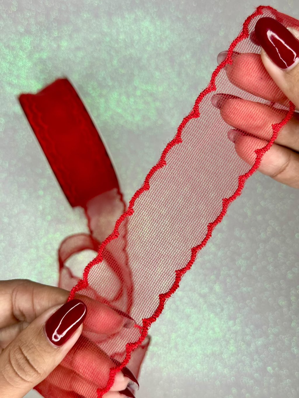 Fita Voil com Borda Bordada Mili Ref:33524 VERMELHO 38mm 02mt