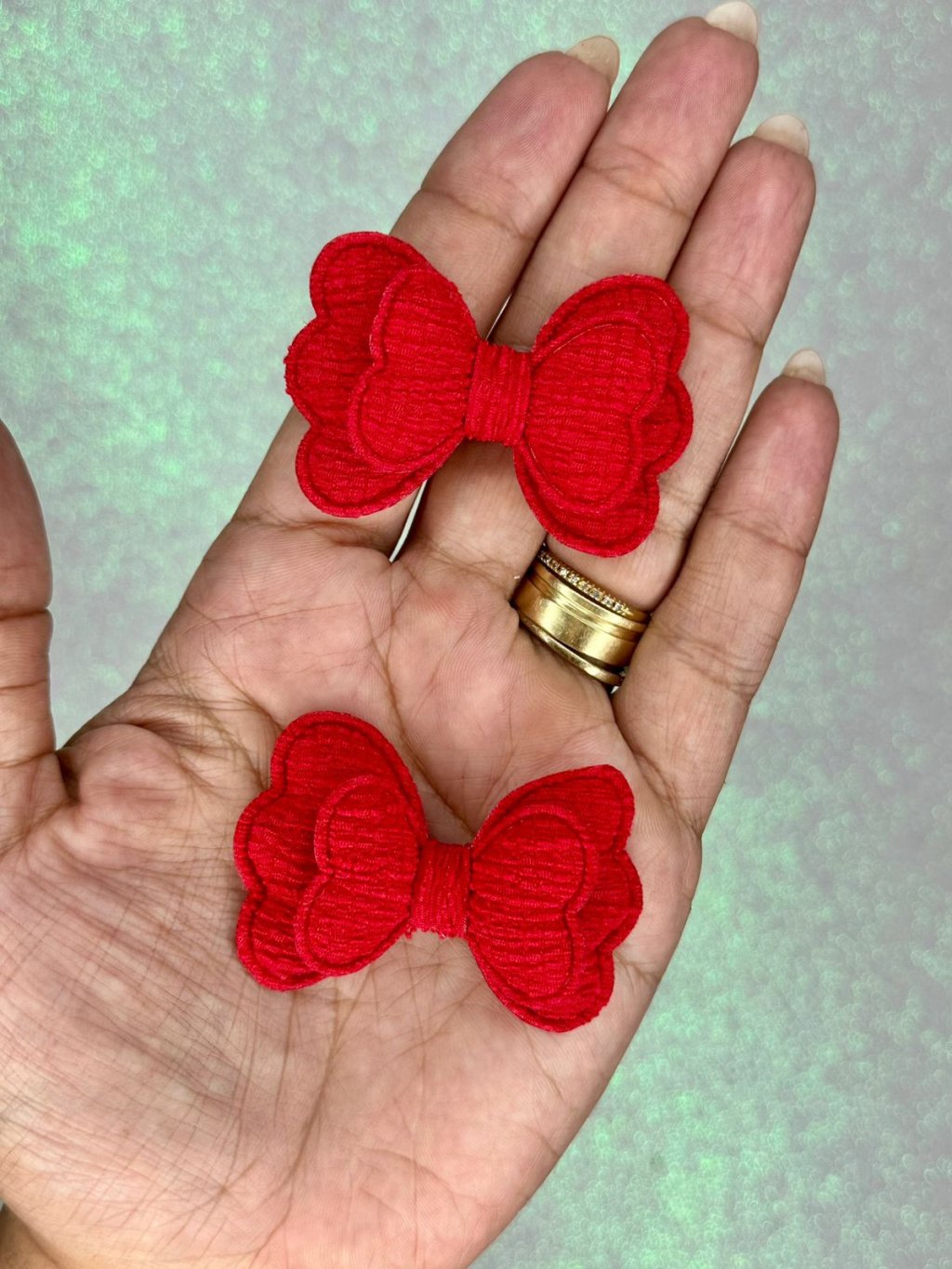 Aplique Laço Duplo Tecido Mili Ref:33686 VERMELHO 58mm 04und