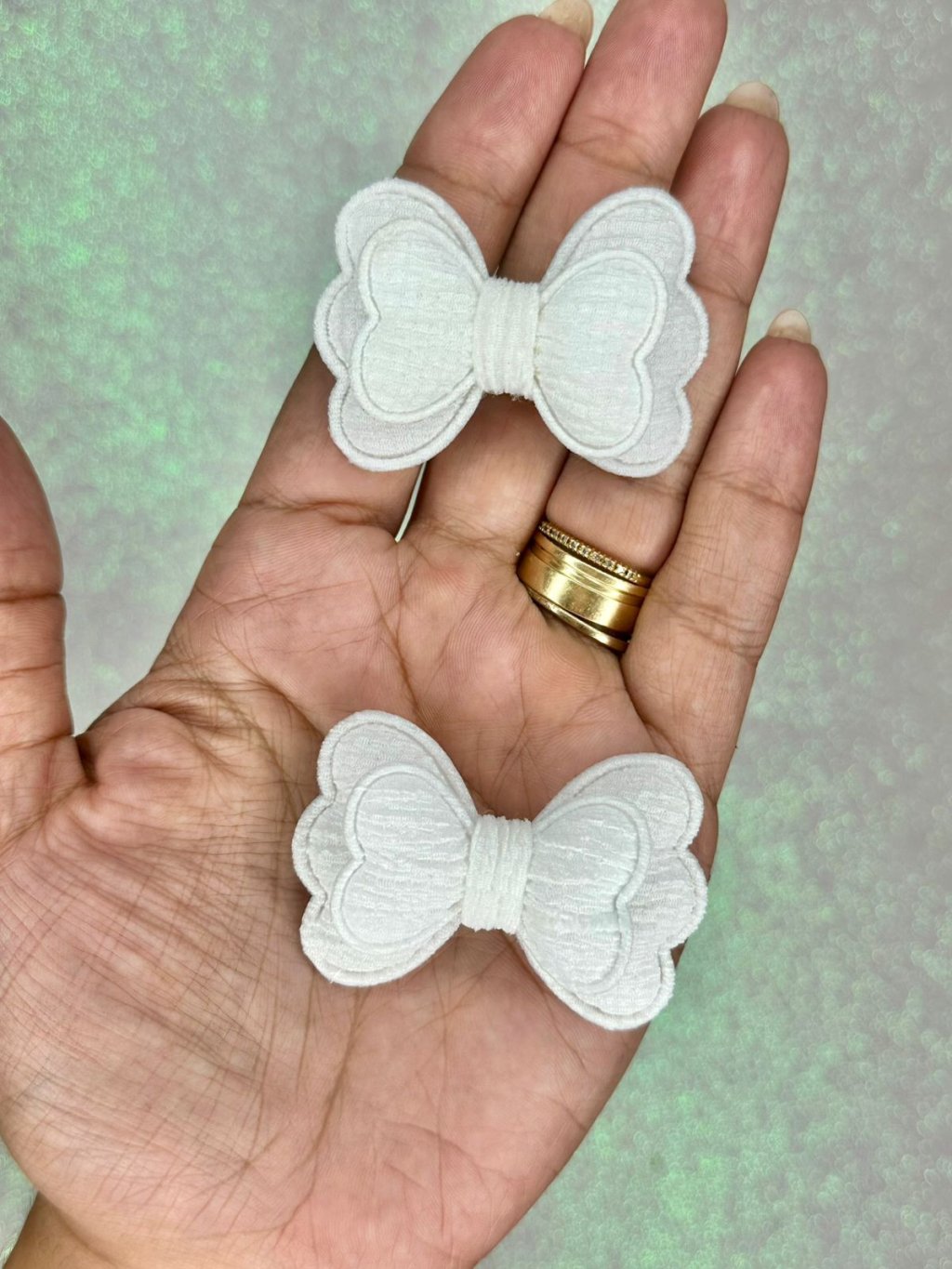 Aplique Laço Duplo Tecido Mili Ref:33686 BRANCO 58mm 04und
