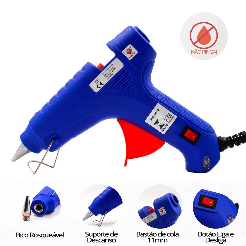 Pistola Cola Quente Ladeira Grande AZUL Potência 60W