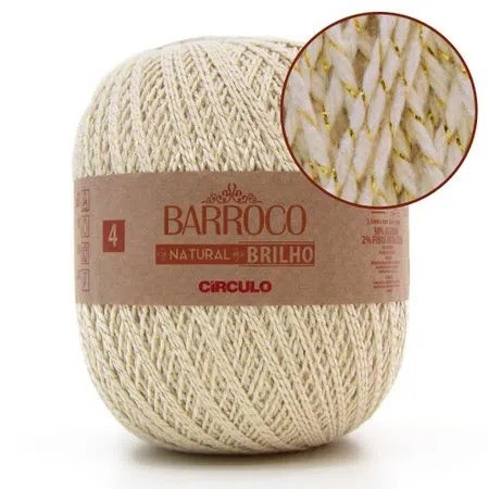 Barbante BARROCO Natural BRILHO n°4 CRU/OURO 1150mt