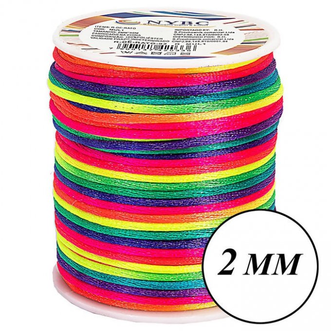 Rabo de rato Cetim NYBC Multicor2 ESCURO 2mm 50mt