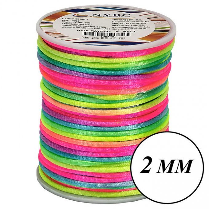 Rabo de rato Cetim NYBC Multicor1 CLARO 2mm 50mt