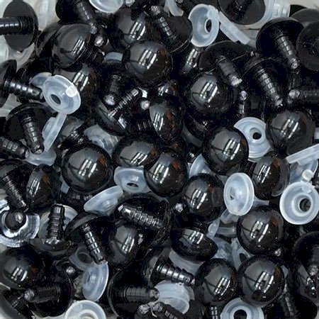 Olho Amigurumi n°8 Circulo PRETO 8mm c/trava 10pares