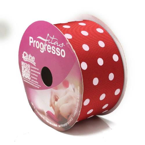 Fita Gorgurão Poá Ref:PGS009 Progresso Cor209-VERMELHA 38mm 10mt
