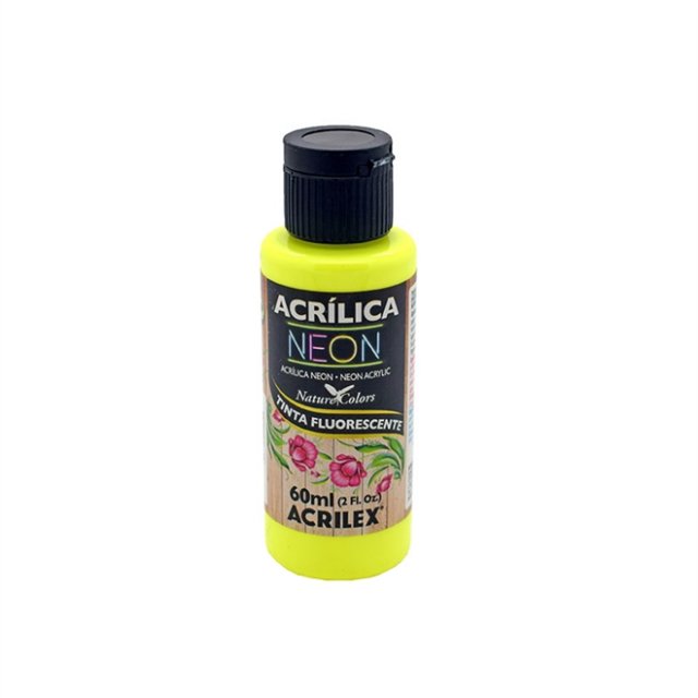 Tinta Acrílica Neon Acrilex Cor102-AMARELO LIMÃO 60ml