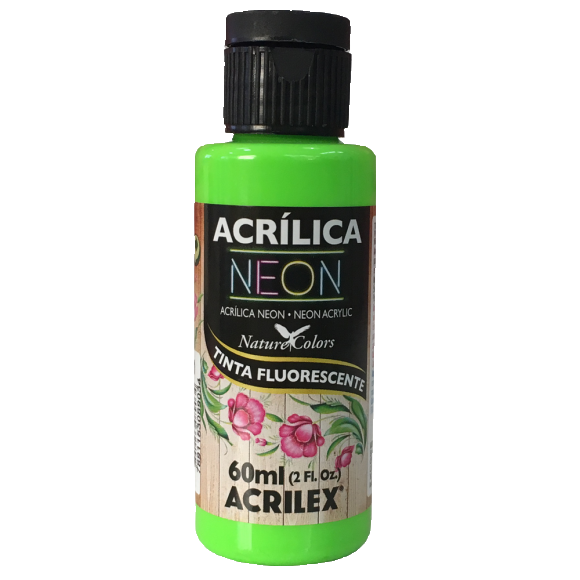 Tinta Acrílica Neon Acrilex Cor101-VERDE 60ml