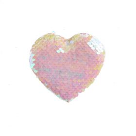 Aplique Coração Lantejoula BrancoIrisado(verso branco) G unidade