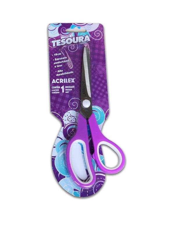 Tesoura Acrilex Ref:22528 19cm Roxo