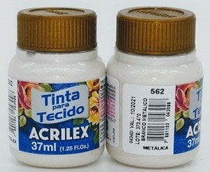 Tinta Tecido Metálica Acrilex 562-BRANCO 37ml
