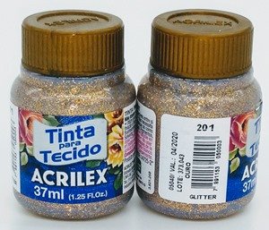 Tinta Tecido Gliter Acrilex 201-OURO 37ml