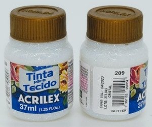 Tinta Tecido Gliter Acrilex 209-CRISTAL 37ml