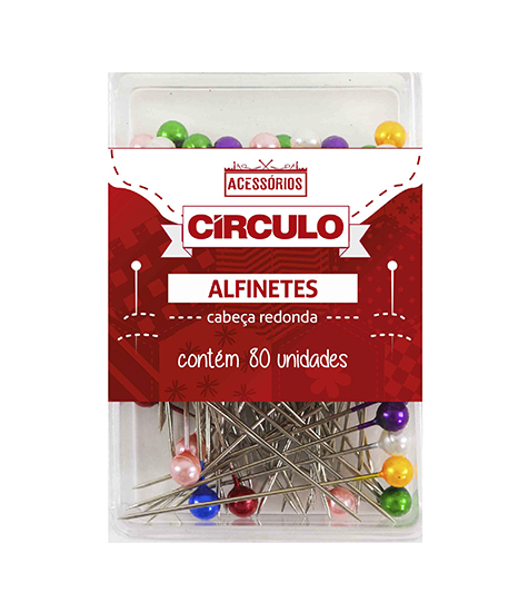 Alfinete Cabeça Colorida(pérola) Circulo Ref:285404 80und