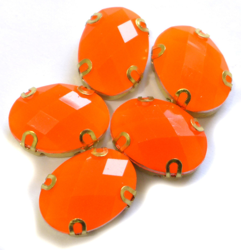 Chaton Engrampado OVAL Limport LARANJA FLÚOR 13x18mm 05und