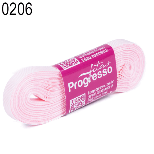 Fita Gorgurão Progresso Tradicional cor206-ROSA CLARO GP001 7mm 10mt