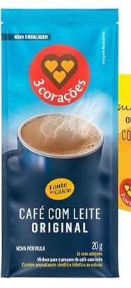 Café Com Leite 3 Corações Sachê com 20g