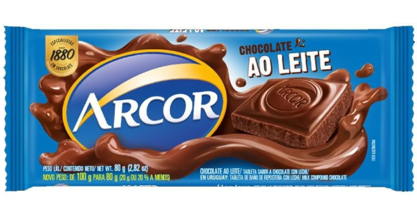 BARRA ARCOR AO LEITE 80G