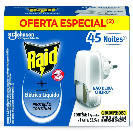 APARELHO ELÉTRICO + REFIL RAID 45 NOITES