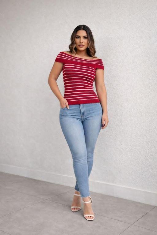 fit2794 Blusa Listrada Ombro a Ombro