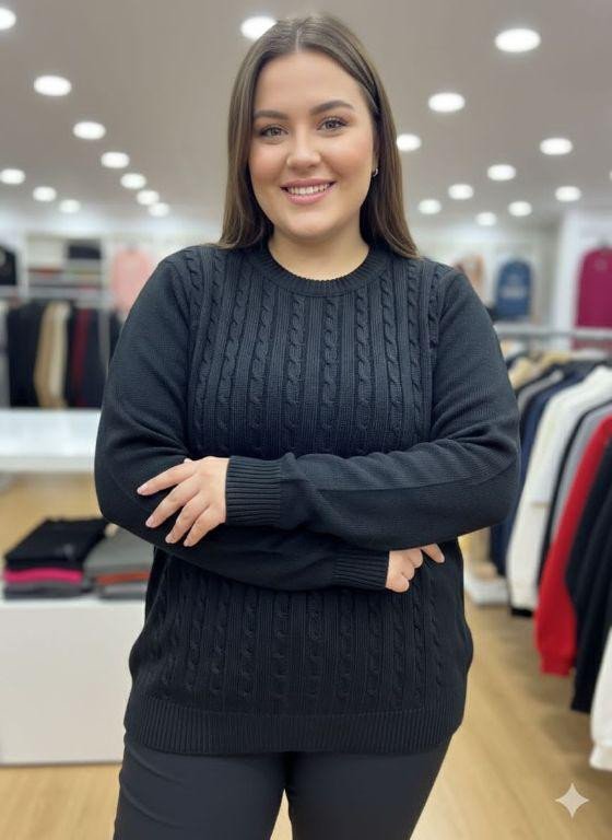 fit1709 Blusa Trico Plus Size ate 46  / COR FOTO
