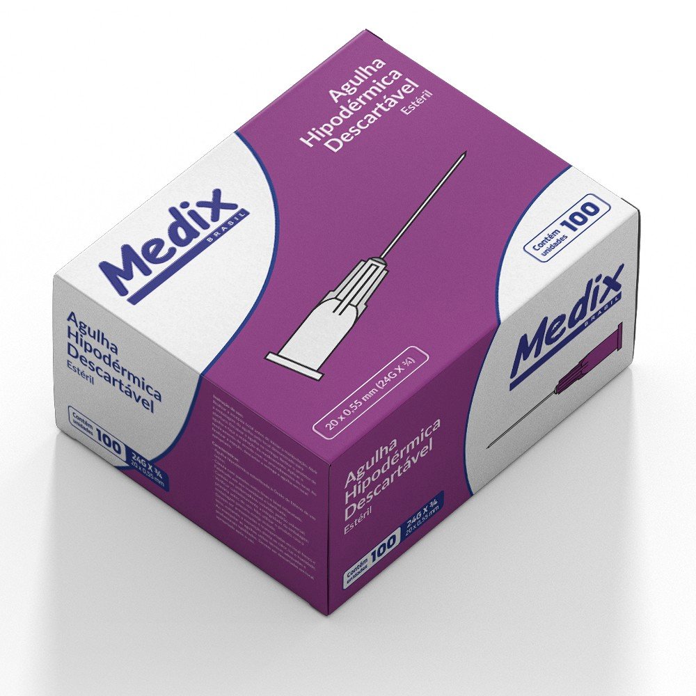 AGULHA 20X0,55MM MEDIX 100UN