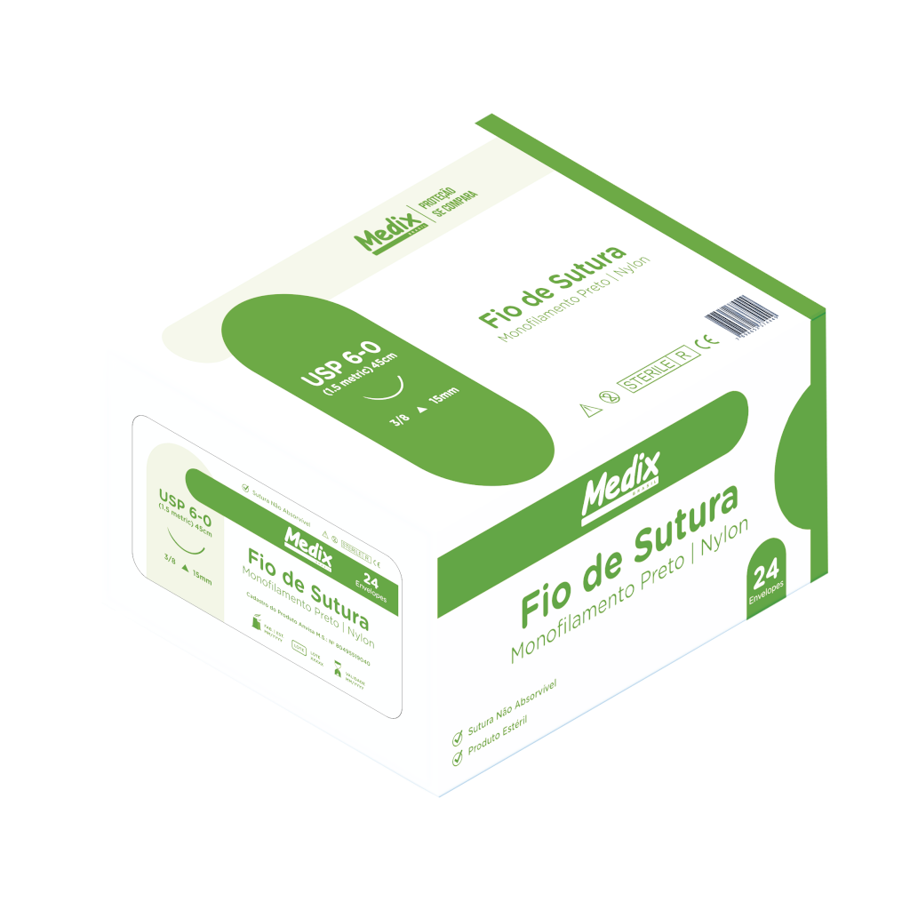 FIO DE SUTURA NYLON 0 45CM C/AG 30MM 3/8 TRIANGULAR C/ 24UN