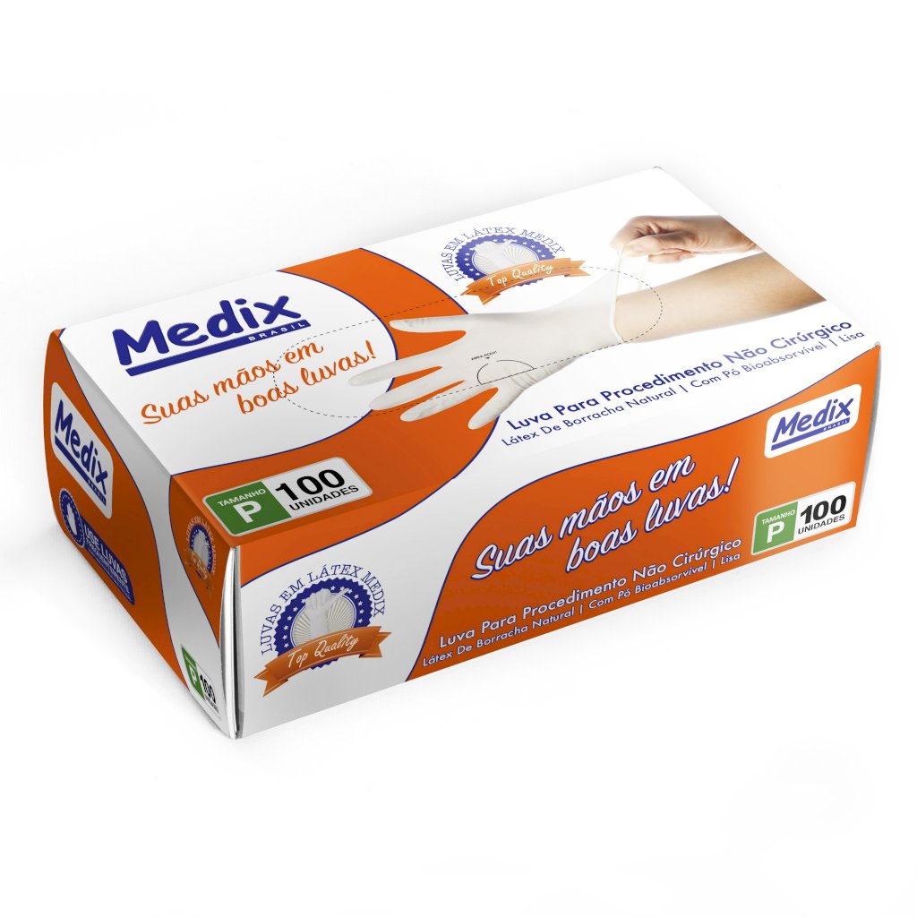 LUVA PROCEDIM LATEX COM PÓ TAM P 100UN MEDIX