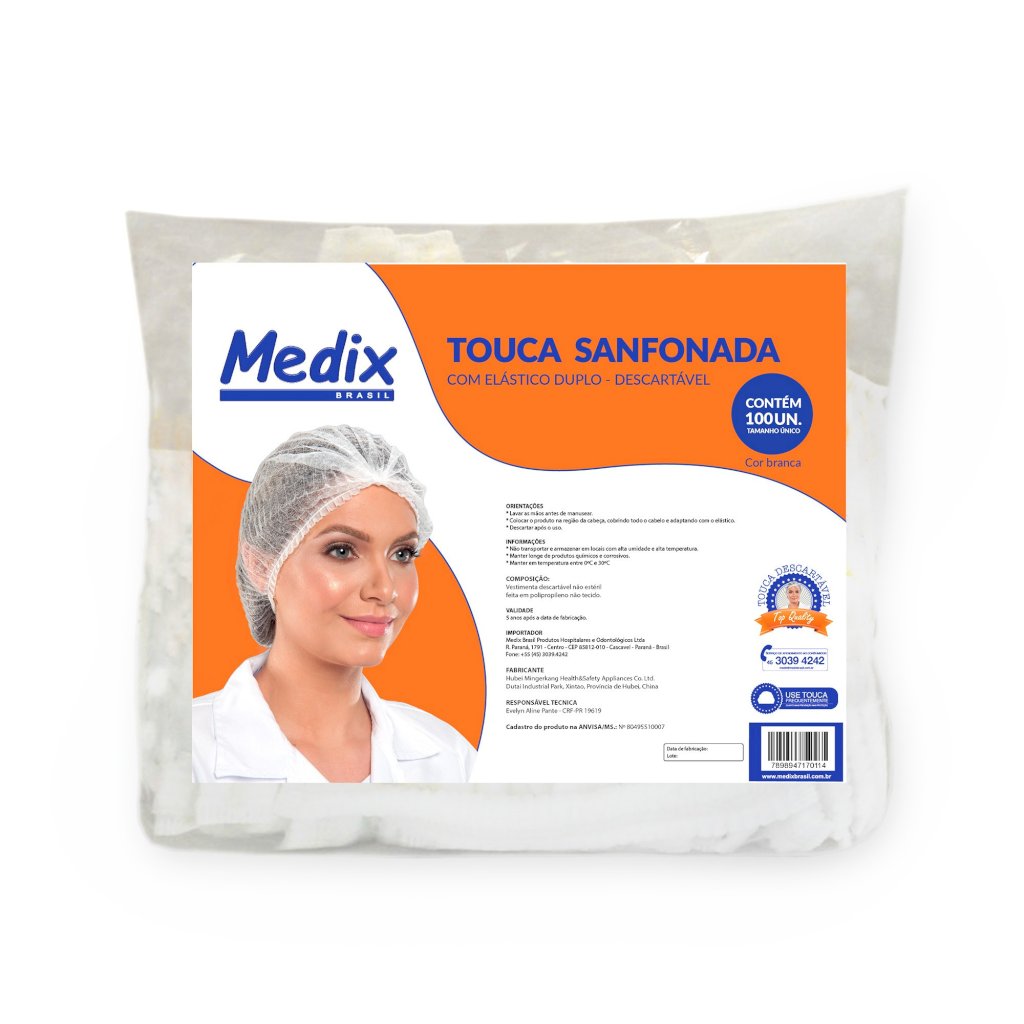 TOUCA SANFONADA COM ELÁSTICO MEDIX 100UN