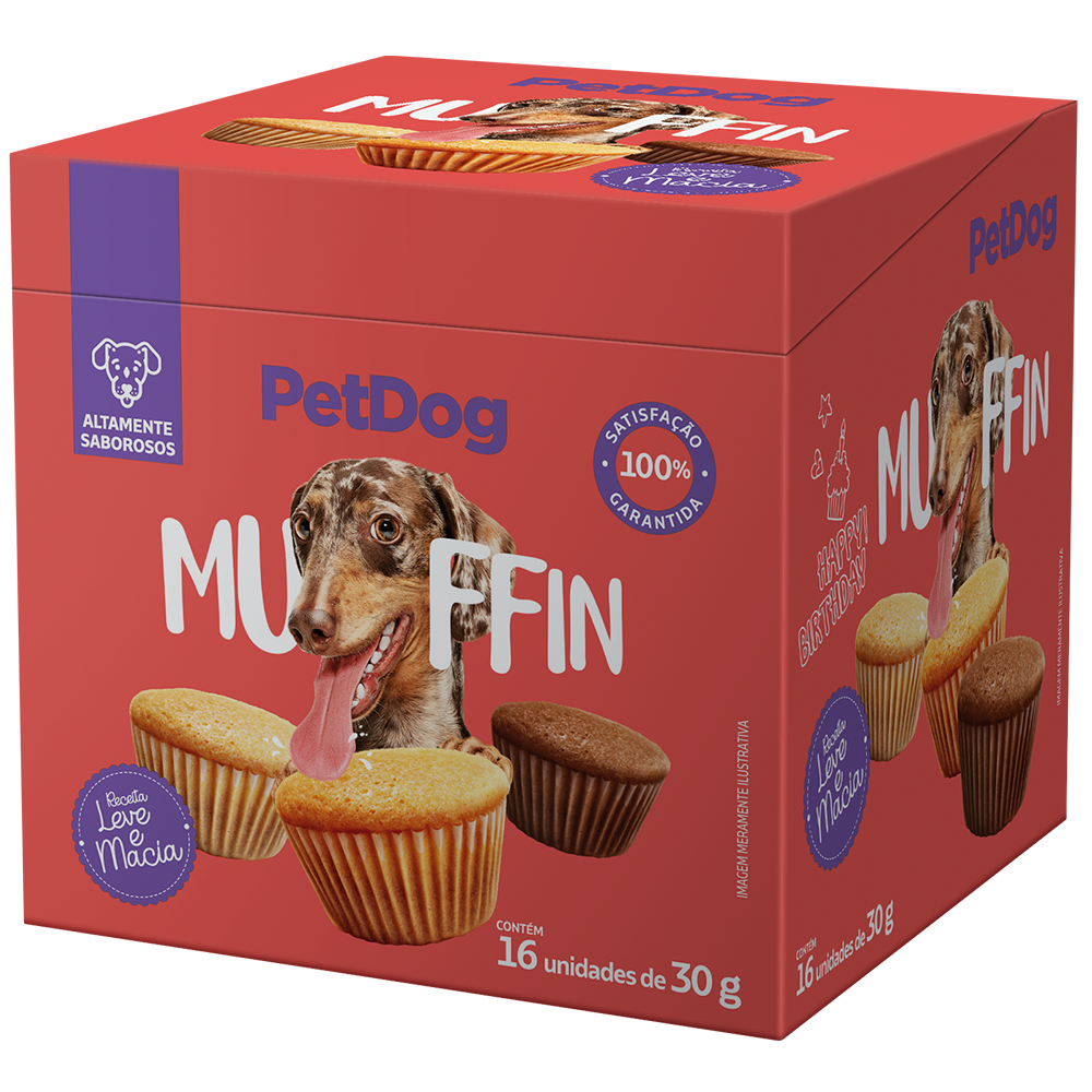 MUFFIN PETDOG MISTO 3 SABORES 30G - DISPLAY C/ 16 UNID