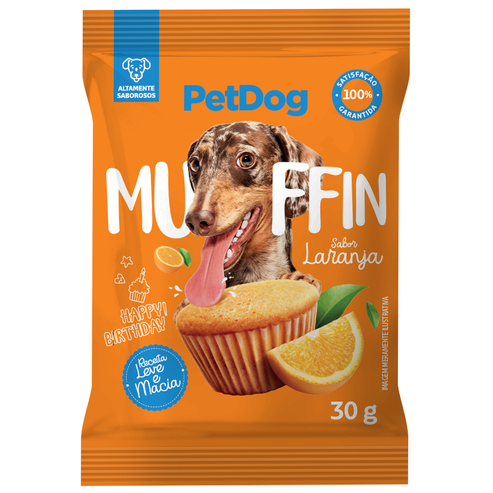MUFFIN PETDOG LARANJA 30G - DISPLAY C/ 16 UNID