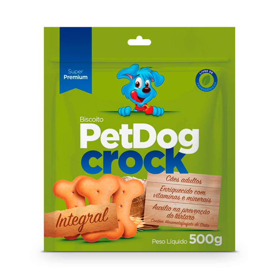 BISCOITO PETDOG CROCK INTEGRAL 500G