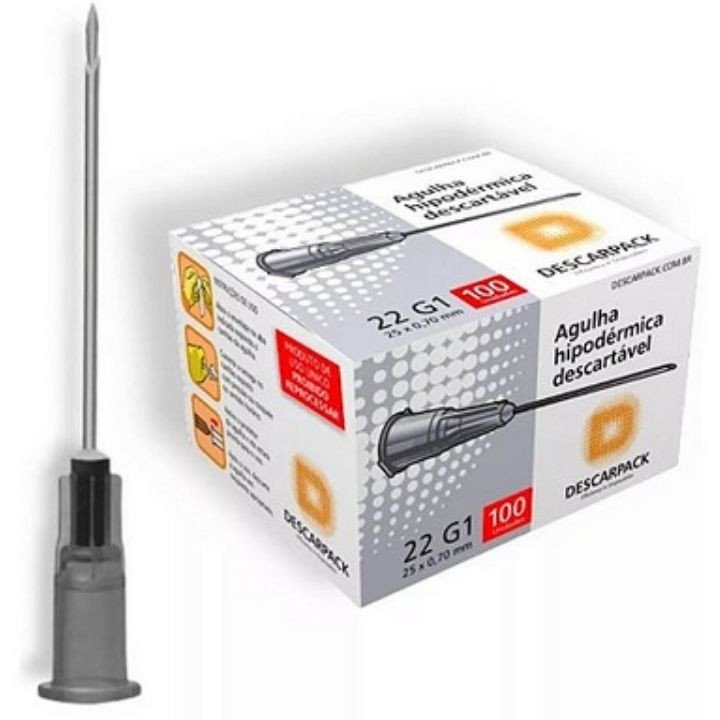 AGULHA DESCARTAVEL 25X0,7 CX (PRETA)