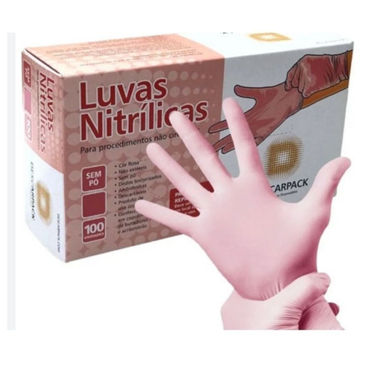 LUVA NITRILICA SEM PO PP ROSA