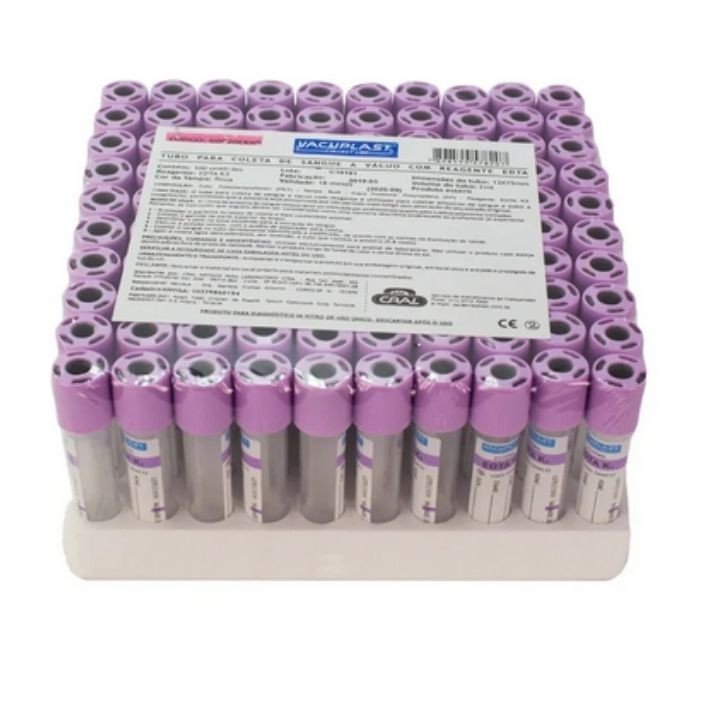 TUBO COLETA SANGUE C/ REAGENTE EDTA K3 - LILAS 3ML