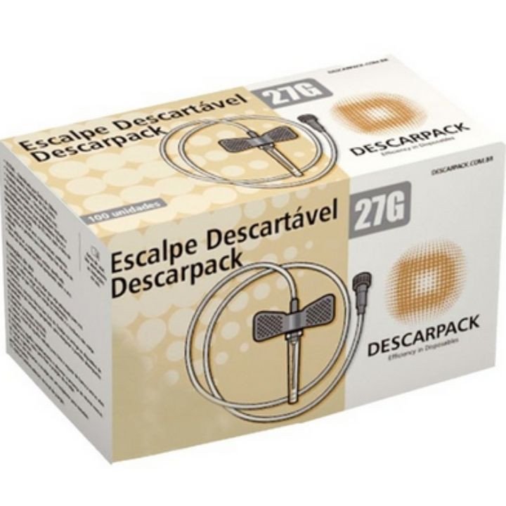 SCALP PVC 27G (CINZA) DESCARPACK CX 100 UND