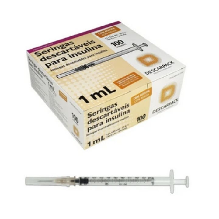 SERINGA DESC. 01ML C/AG 13X0,45 SLIP DESCARPACK 