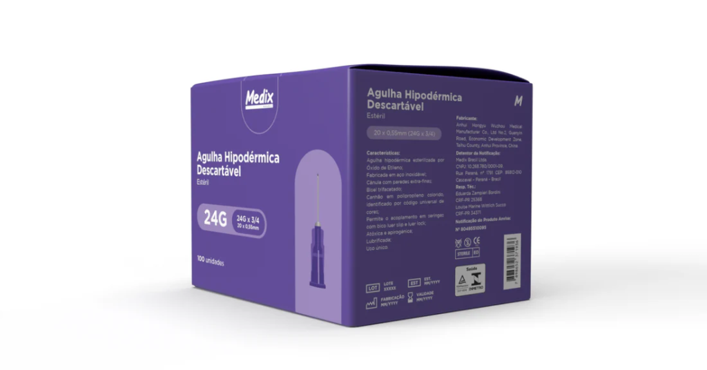AGULHA DESCARTAVEL 20X0,55MM (ROXO)